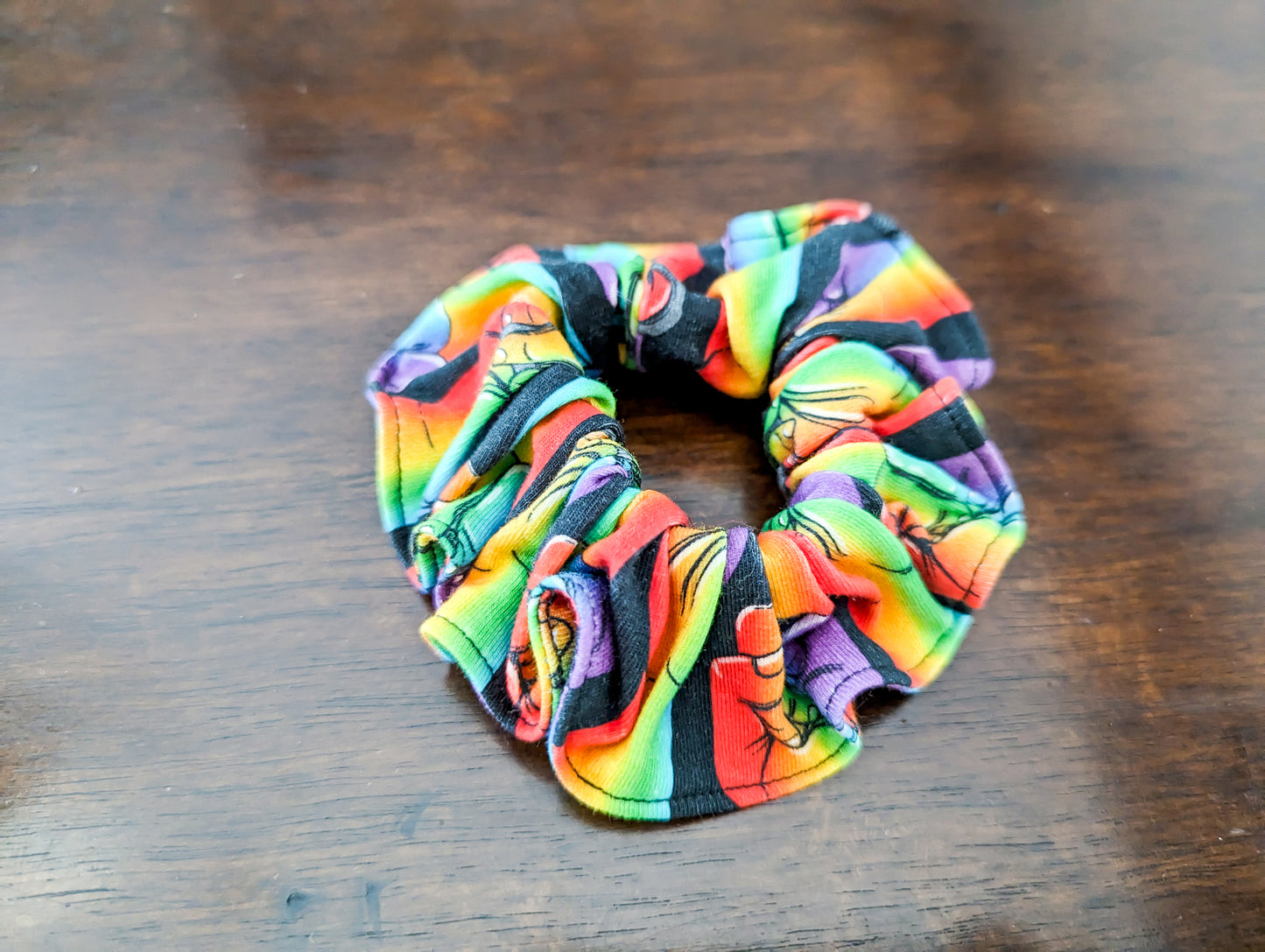 Pride fist scrunchie, reused fabric, hair accessory, hair bow