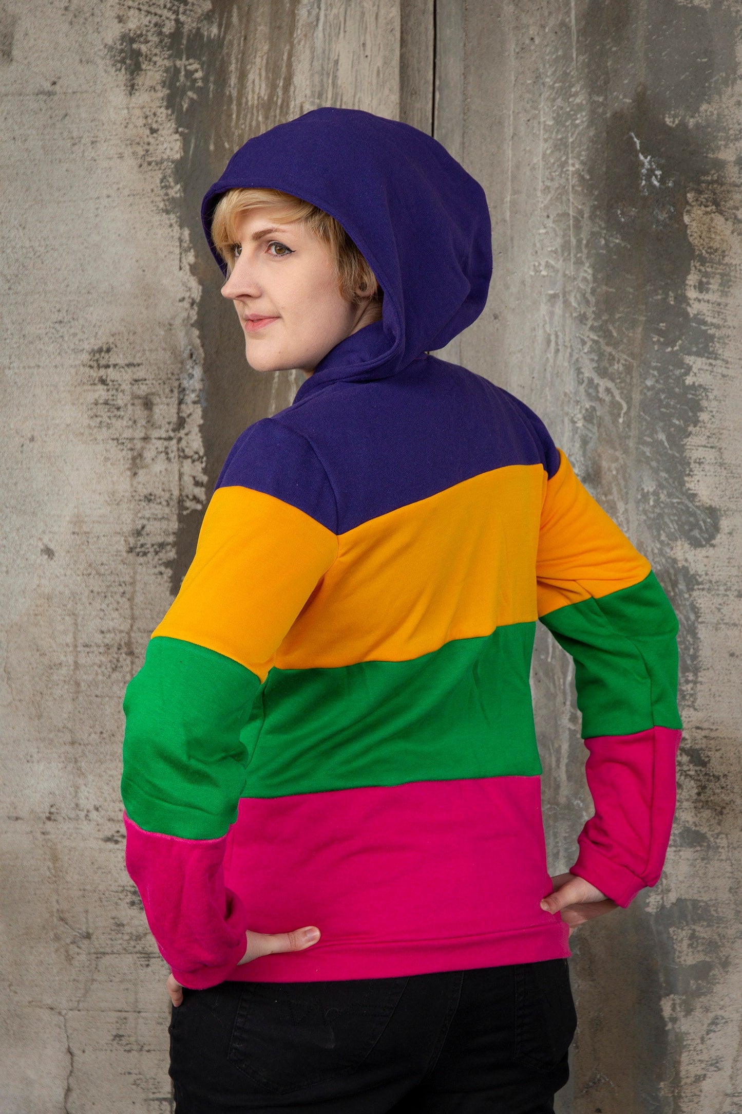 Veste de coton ouaté du drapeau de la fierté lesbienne (couleurs vives)