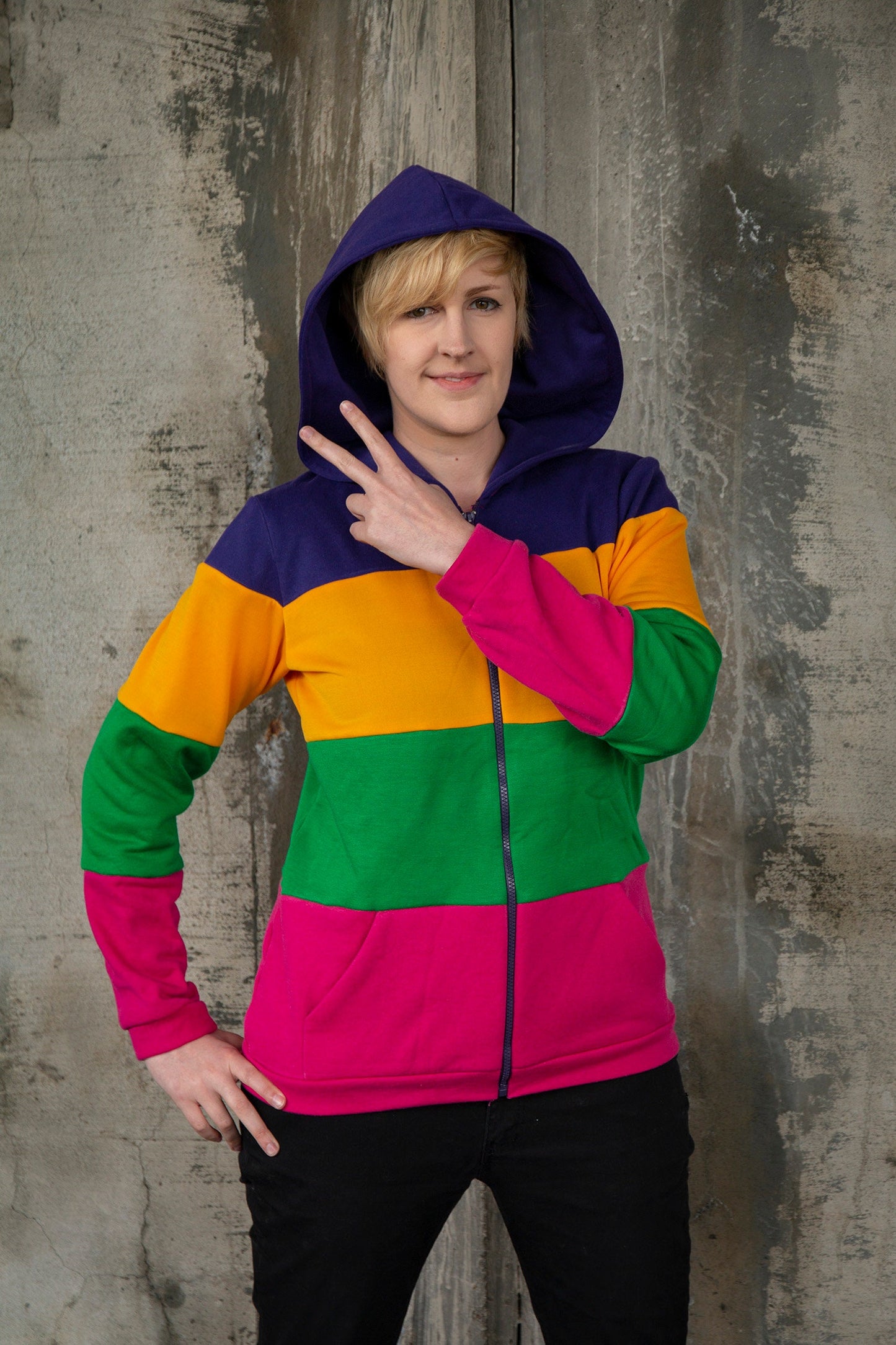 Veste de coton ouaté du drapeau de la fierté lesbienne (couleurs vives)