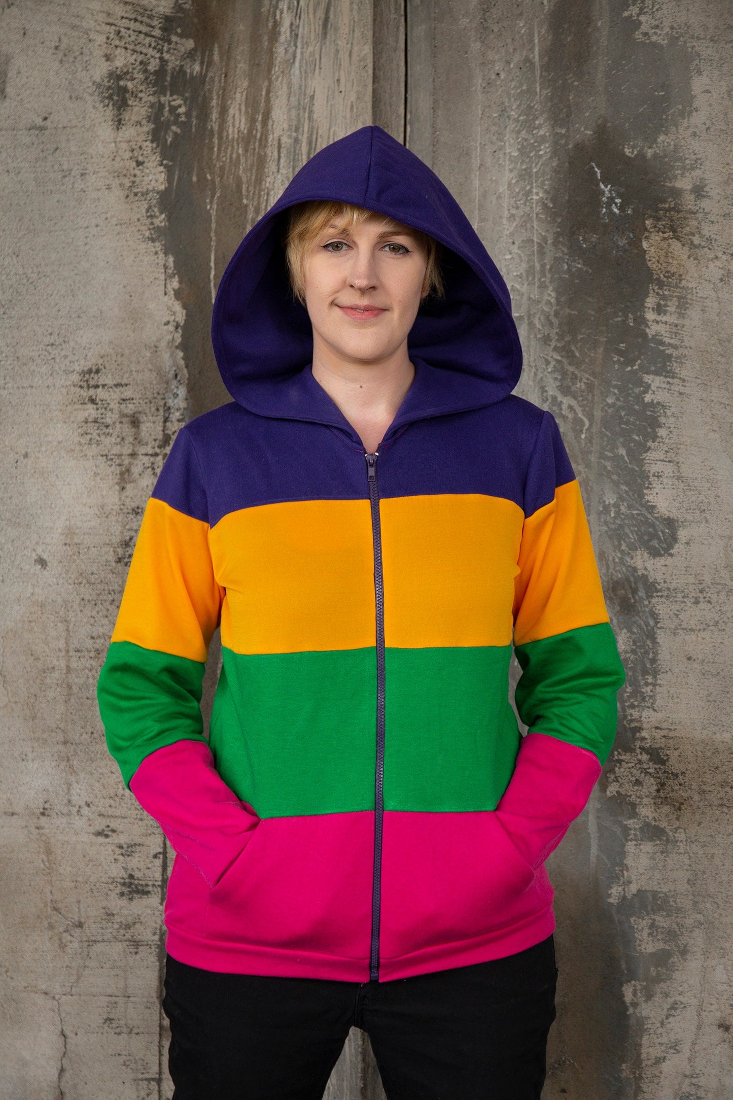Veste de coton ouaté du drapeau de la fierté lesbienne (couleurs vives)