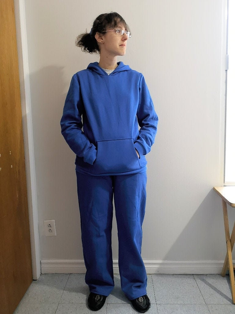 Basic sweatshirt fleece hoodie, sweatpants and scrunchie set, pajama, loungewear, sweater, cozy