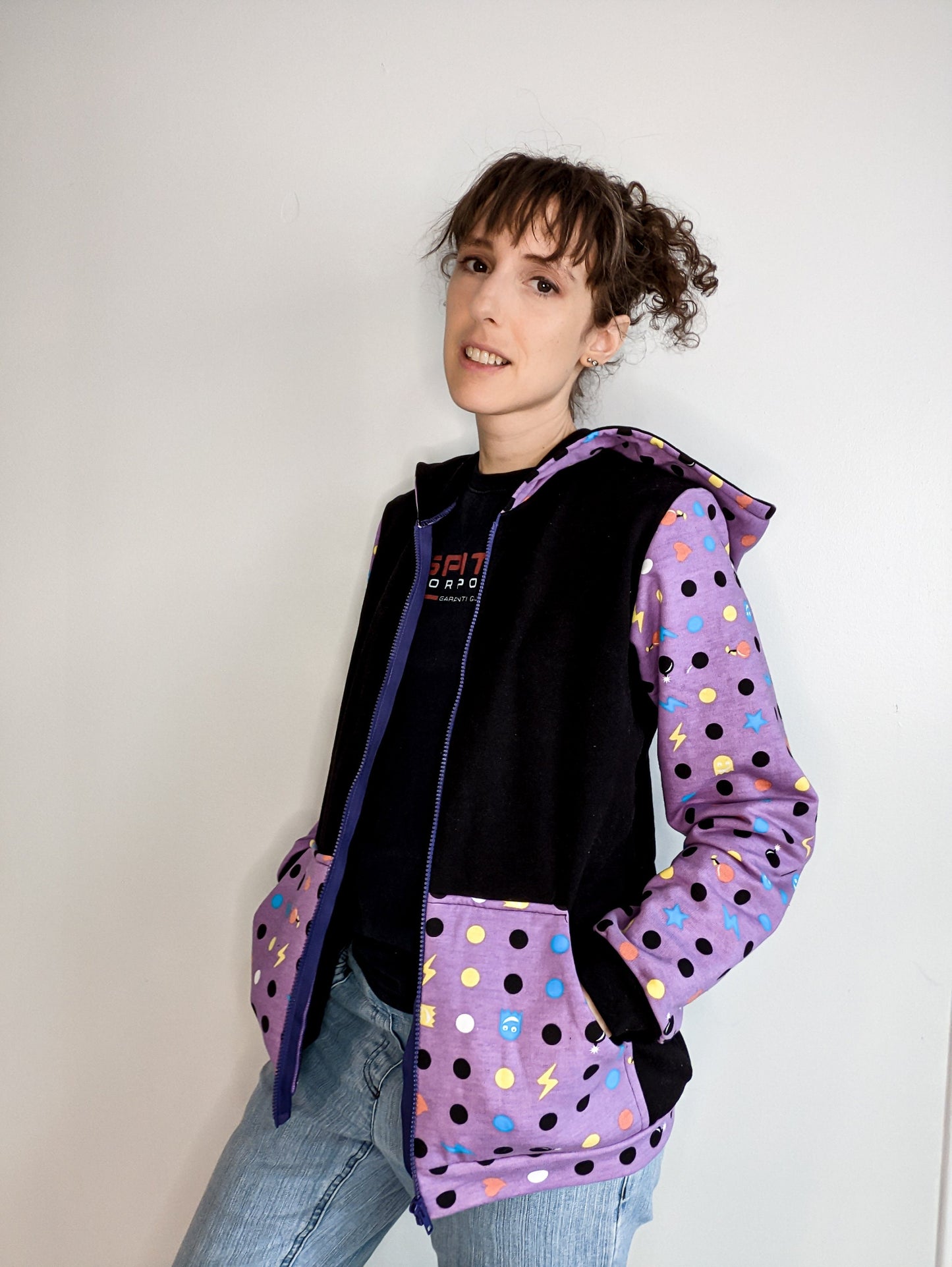 Veste de coton ouaté du joueur de jeux rétro