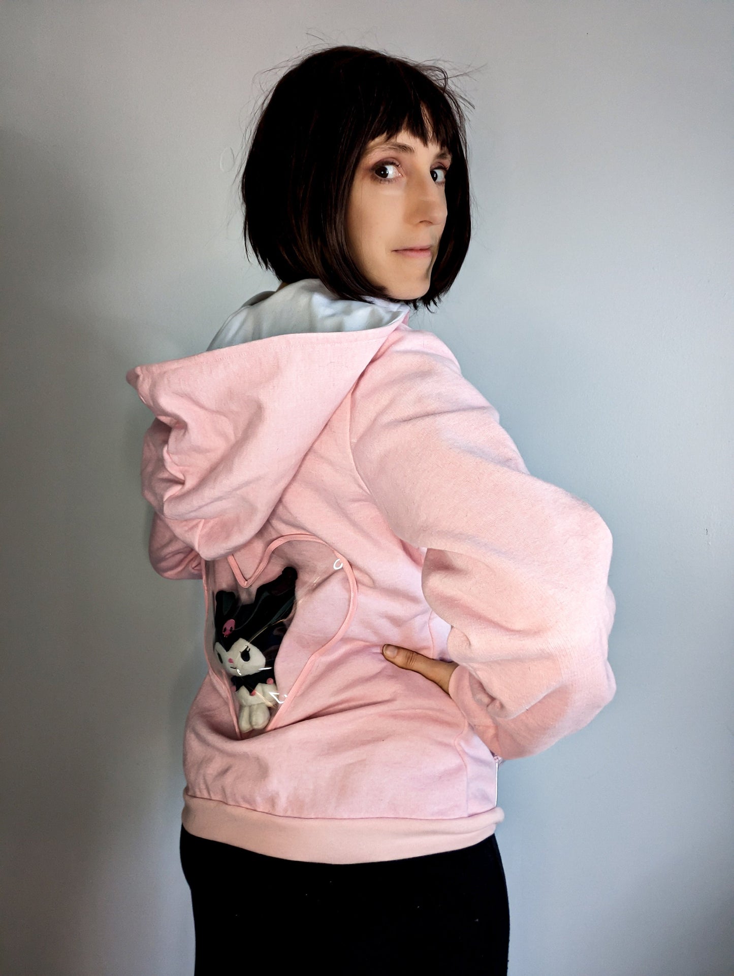 Transparent pockets zip up hoodie ita bag style
