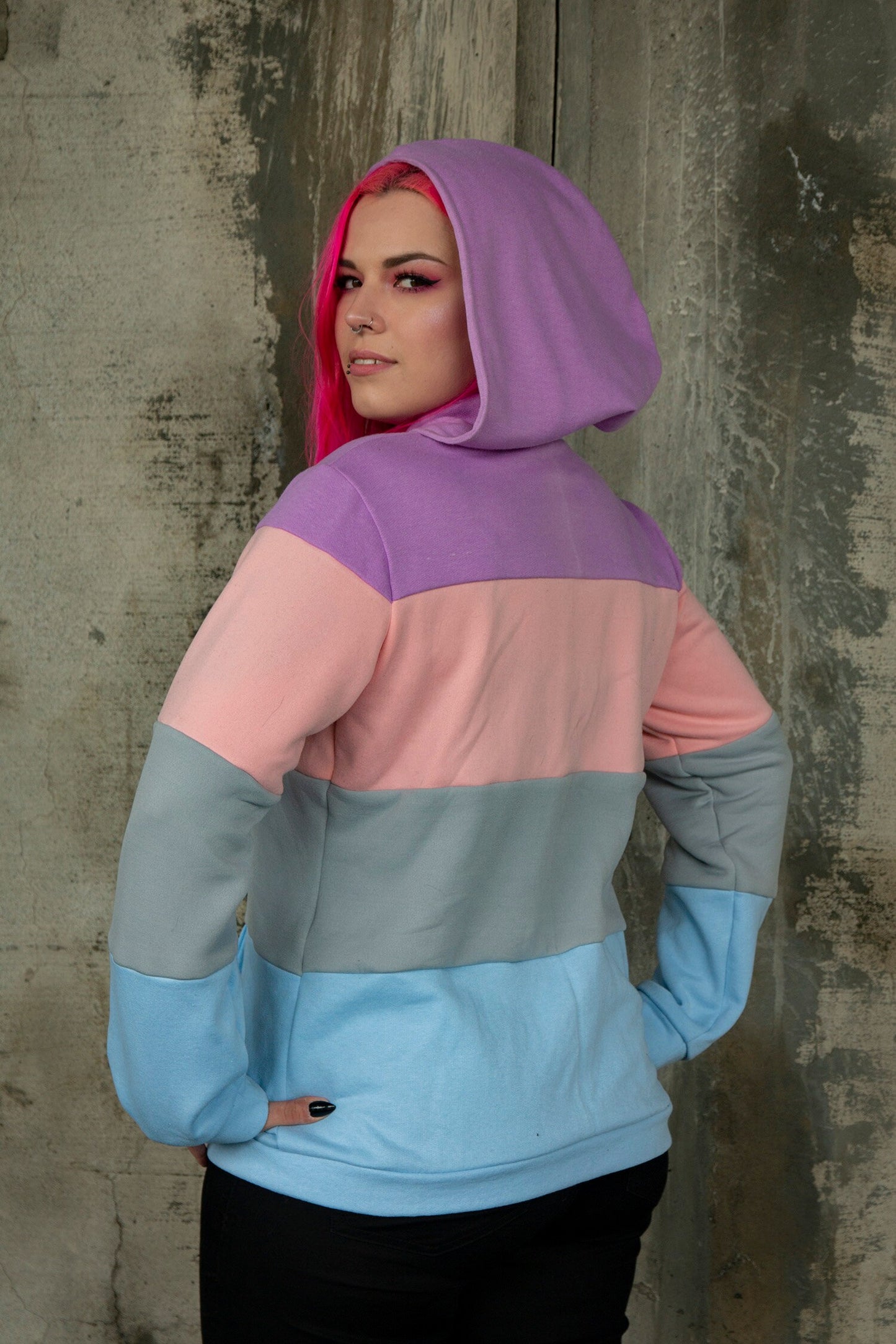 Veste de coton ouaté du drapeau de la fierté lesbienne (pastel)
