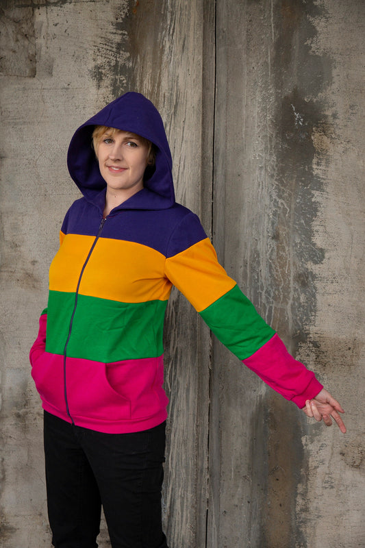 Veste de coton ouaté du drapeau de la fierté lesbienne (couleurs vives)
